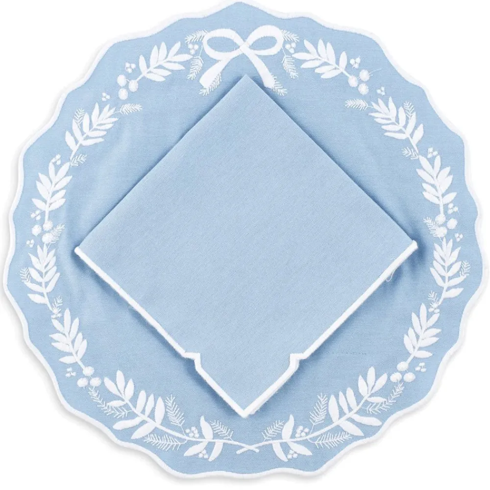 Loulou La Dune Place Settings & Linens|Florence Placemat and Napkin Set in Dusty Blue, OTM Exclusive