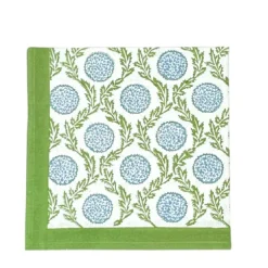 Flying Sheep Country Place Settings & Linens|Flowers & Vines Napkins in Blue & Green, Set of 4