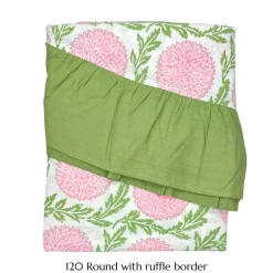 Flying Sheep Country Place Settings & Linens|Flowers & Vines Tablecloth in Pink and Green