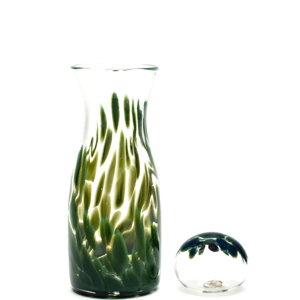 Paul Arnhold Glass Glassware|Forest Green Transparent Spotted Carafe