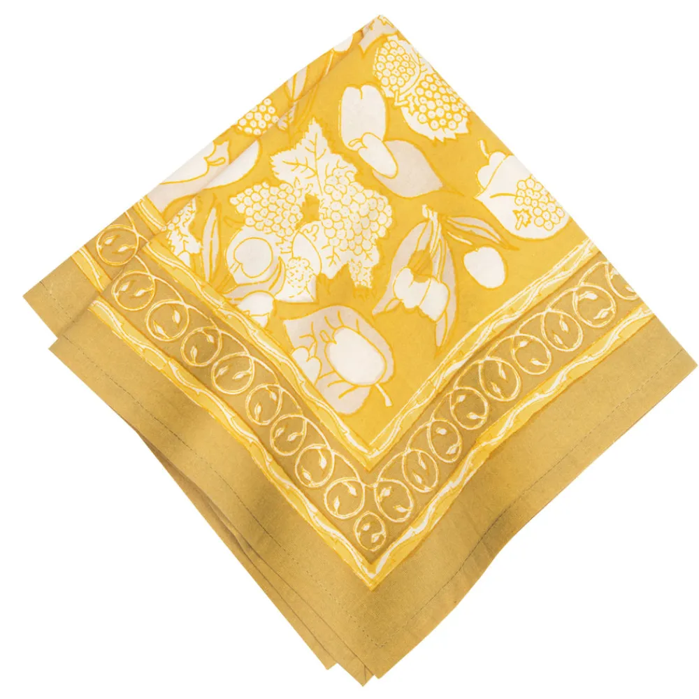 Couleur Nature Place Settings & Linens|Forest Harvest Napkins Grey & Mustard, Set of 6