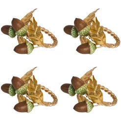 Juliska Place Settings & Linens|Forest Walk Acorn Napkin Ring in Multi, Set of 4