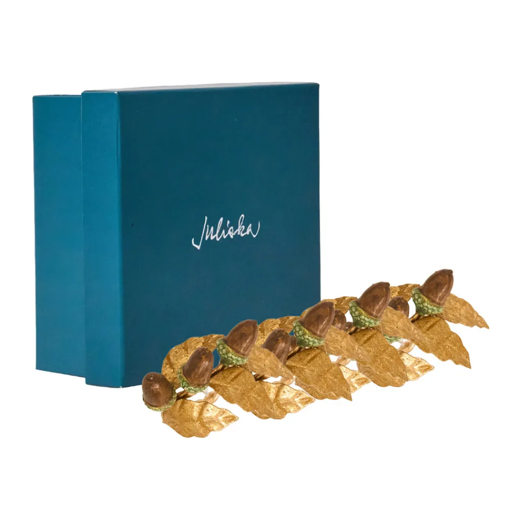 Juliska Place Settings & Linens|Forest Walk Acorn Napkin Ring in Multi, Set of 4