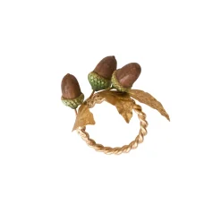 Juliska Place Settings & Linens|Forest Walk Acorn Napkin Ring in Multi, Set of 4