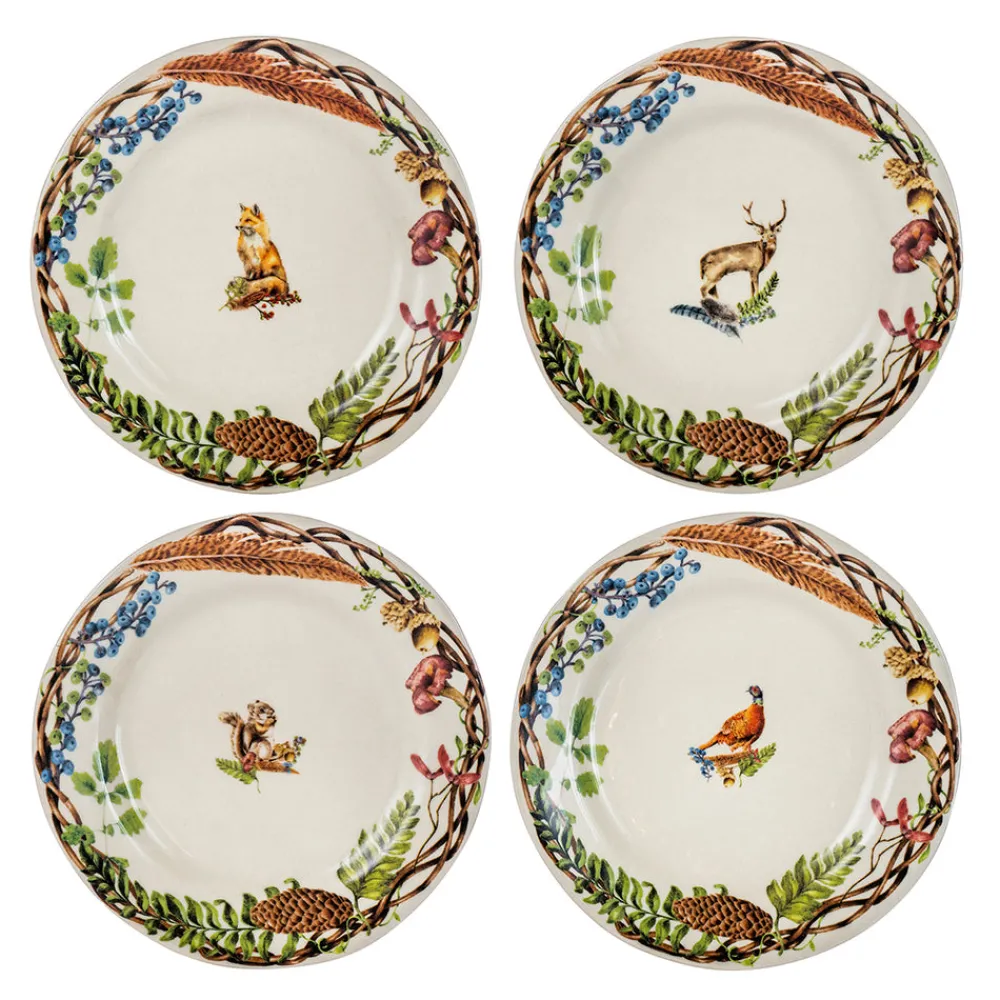 Juliska Dinnerware|Forest Walk Café Au Lait Dessert & Salad Plate, Assorted, Set 4