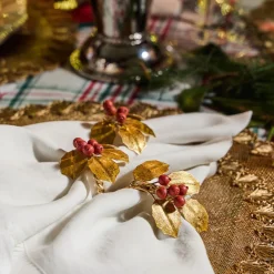 Juliska Place Settings & Linens|Forest Walk Holly with Berries Napkin Ring in Multi