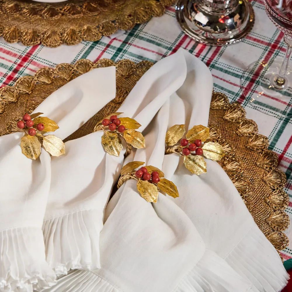 Juliska Place Settings & Linens|Forest Walk Holly with Berries Napkin Ring in Multi