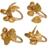 Juliska Place Settings & Linens|Forest Walk Leaf Napkin Ring Assorted in Gold, Set of 4