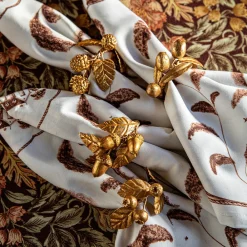 Juliska Place Settings & Linens|Forest Walk Leaf Napkin Ring Assorted in Gold, Set of 4
