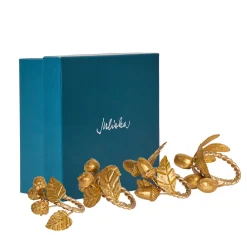 Juliska Place Settings & Linens|Forest Walk Leaf Napkin Ring Assorted in Gold, Set of 4