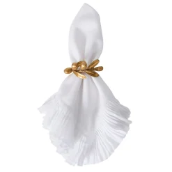 Juliska Place Settings & Linens|Forest Walk Leaf Napkin Ring Assorted in Gold, Set of 4