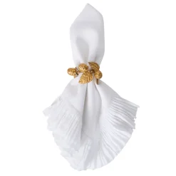 Juliska Place Settings & Linens|Forest Walk Leaf Napkin Ring Assorted in Gold, Set of 4