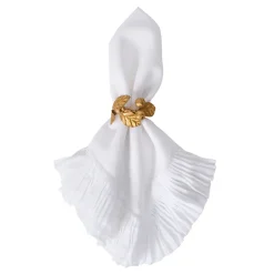 Juliska Place Settings & Linens|Forest Walk Leaf Napkin Ring Assorted in Gold, Set of 4