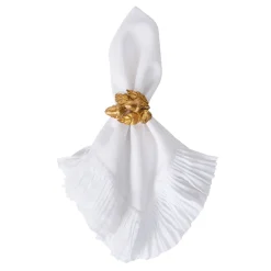 Juliska Place Settings & Linens|Forest Walk Leaf Napkin Ring Assorted in Gold, Set of 4