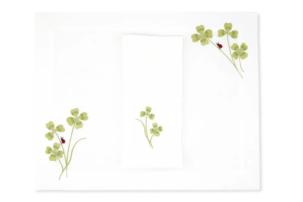 TriChi Design Place Settings & Linens|Four Leaf Clover Collection in Light Green, Set of 2