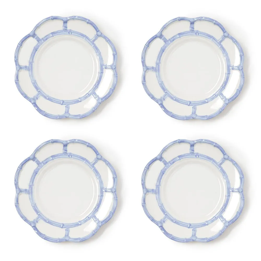 Two's Company Dinnerware|French Blue Bamboo Touch Salad & Dessert Plate, Set of 4