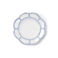 Two's Company Dinnerware|French Blue Bamboo Touch Salad & Dessert Plate, Set of 4