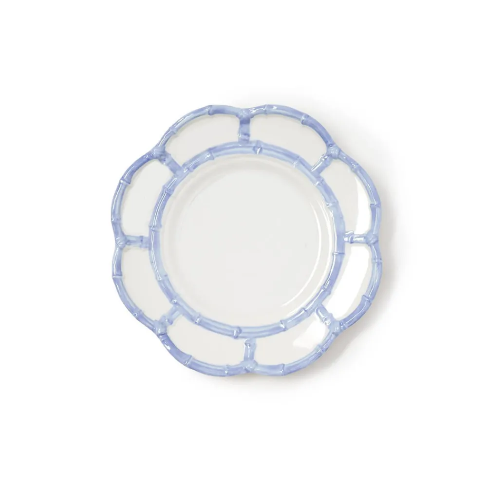 Two's Company Dinnerware|French Blue Bamboo Touch Salad & Dessert Plate, Set of 4