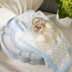 Two's Company Dinnerware|French Blue Bamboo Touch Dinner Plate, Set of 4