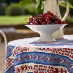 Couleur Nature Place Settings & Linens|French Tablecloth Avignon Red & Blue