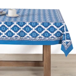 Couleur Nature Place Settings & Linens|French Tablecloth Azulejo Blue