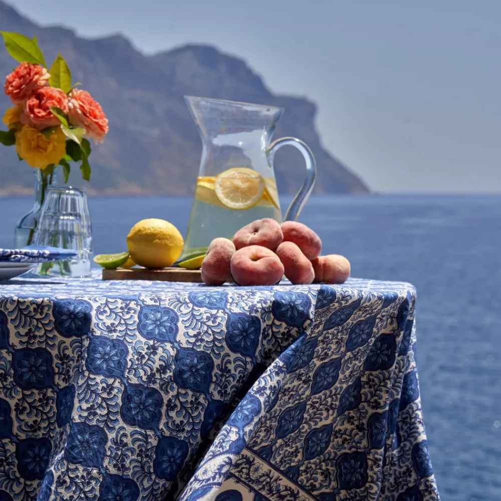 Couleur Nature Place Settings & Linens|French Tablecloth Azulejo Blue