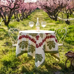 Couleur Nature Place Settings & Linens|French Tablecloth Fig Red & Green