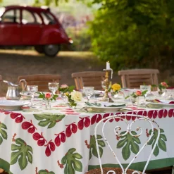 Couleur Nature Place Settings & Linens|French Tablecloth Fig Red & Green