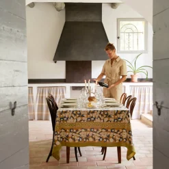 Couleur Nature Place Settings & Linens|French Tablecloth Forest Harvest Mustard & Blue