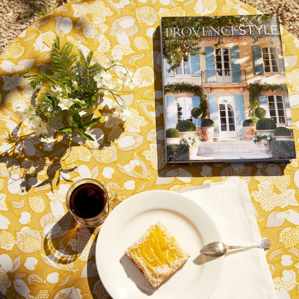 Couleur Nature Place Settings & Linens|French Tablecloth Forest Harvest Grey & Mustard