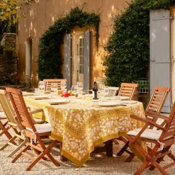 Couleur Nature Place Settings & Linens|French Tablecloth Forest Harvest Grey & Mustard