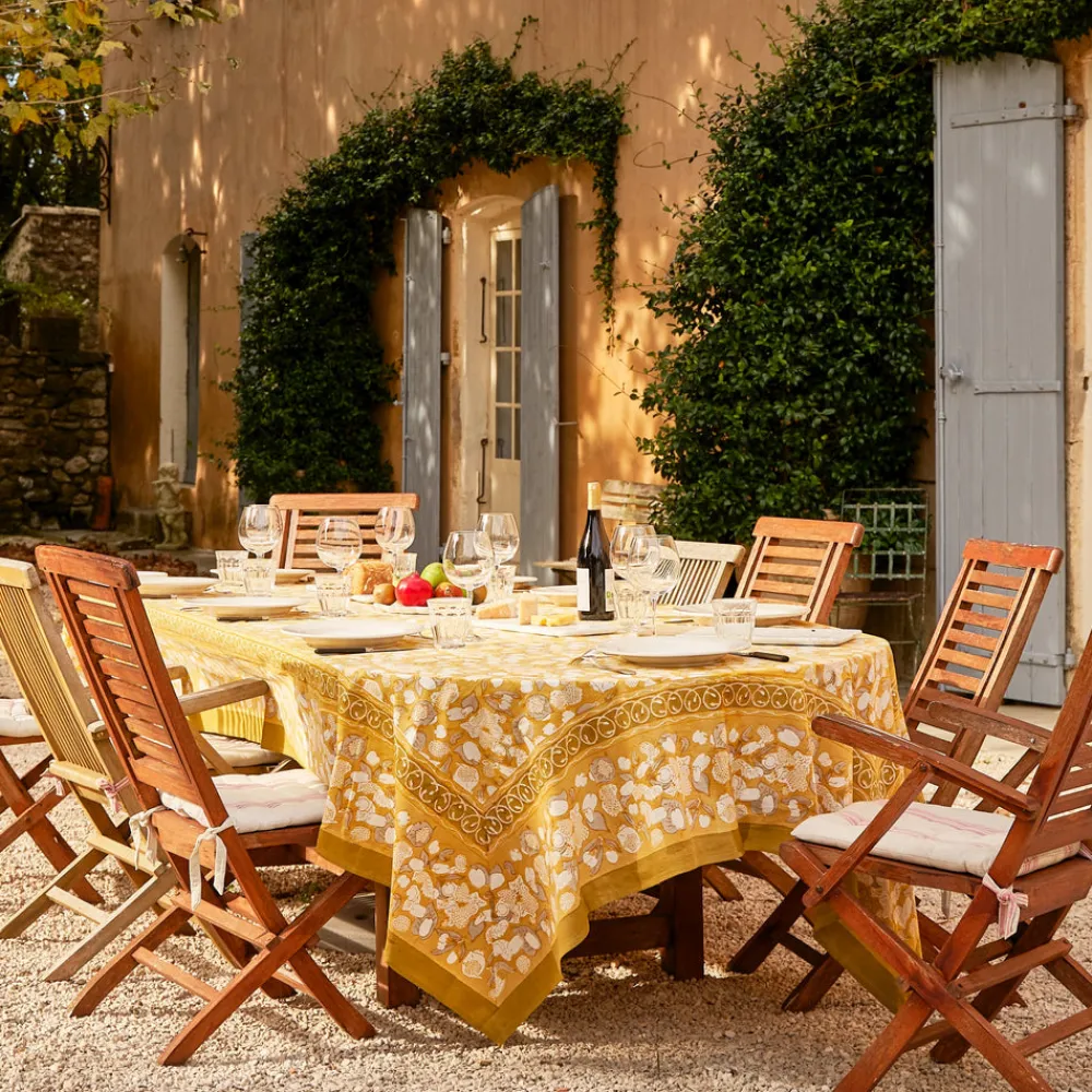 Couleur Nature Place Settings & Linens|French Tablecloth Forest Harvest Grey & Mustard