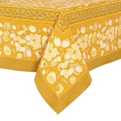 Couleur Nature Place Settings & Linens|French Tablecloth Forest Harvest Grey & Mustard