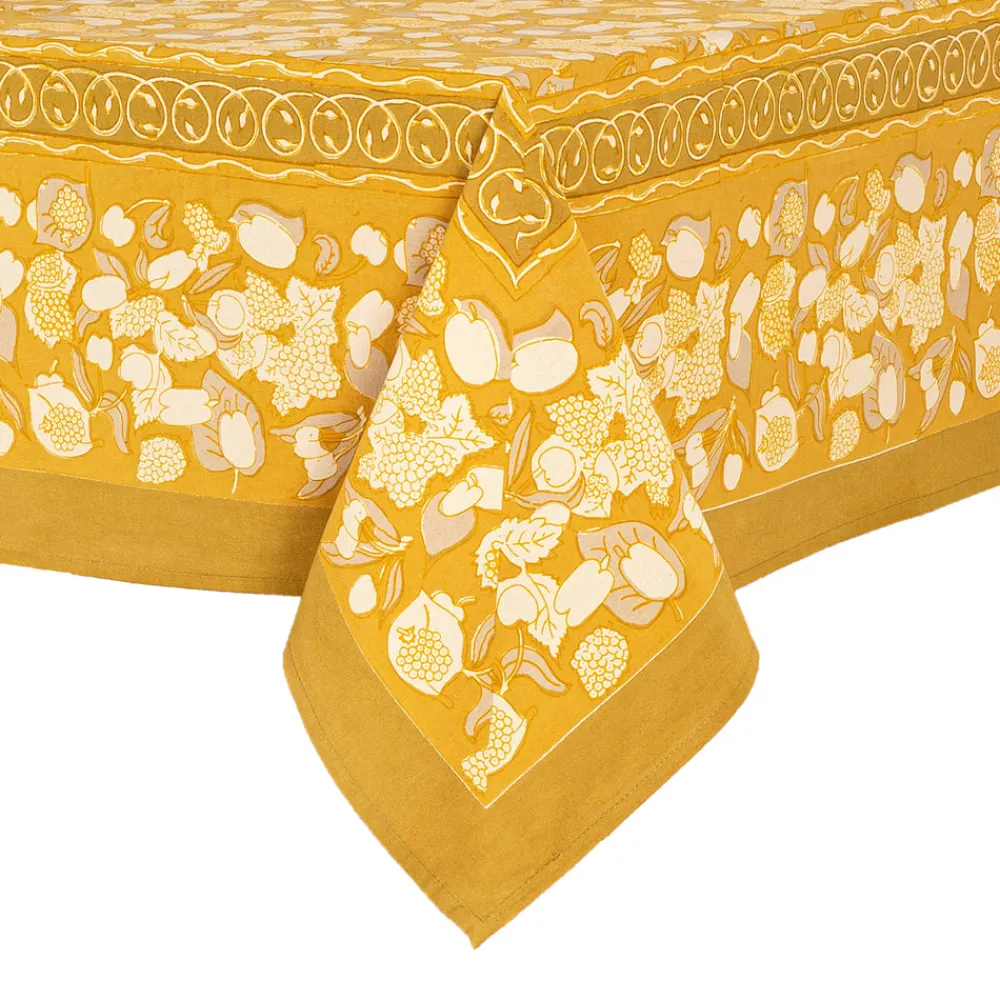 Couleur Nature Place Settings & Linens|French Tablecloth Forest Harvest Grey & Mustard