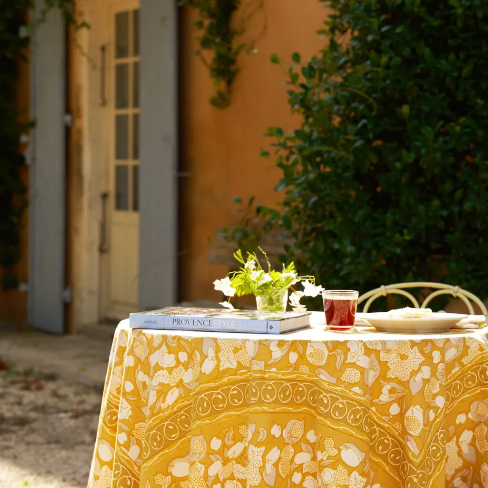 Couleur Nature Place Settings & Linens|French Tablecloth Forest Harvest Grey & Mustard