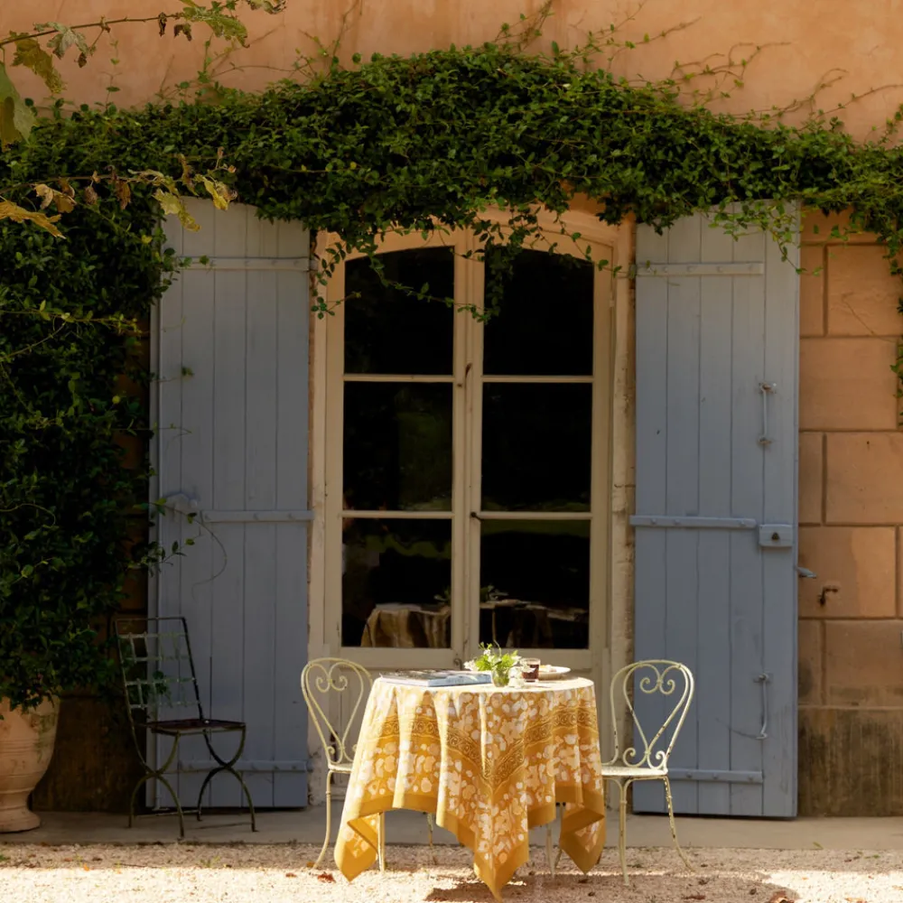 Couleur Nature Place Settings & Linens|French Tablecloth Forest Harvest Grey & Mustard