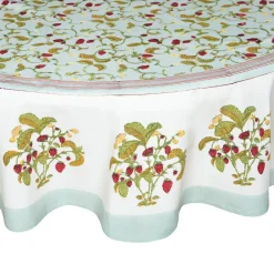 Couleur Nature Place Settings & Linens|French Tablecloth Fraises des Bois Bleu