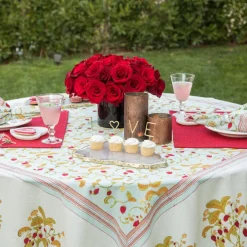 Couleur Nature Place Settings & Linens|French Tablecloth Fraises des Bois Bleu