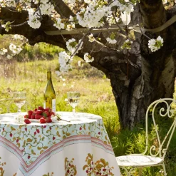 Couleur Nature Place Settings & Linens|French Tablecloth Fraises des Bois Bleu
