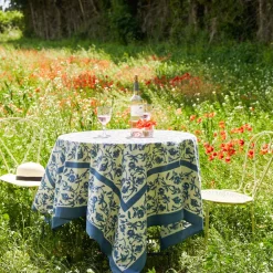 Couleur Nature Place Settings & Linens|French Tablecloth Granada Cornflower Blue