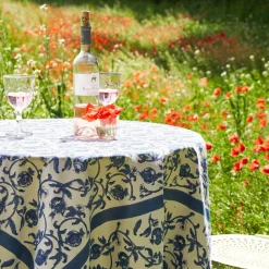 Couleur Nature Place Settings & Linens|French Tablecloth Granada Cornflower Blue