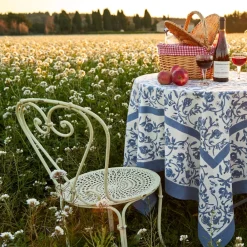 Couleur Nature Place Settings & Linens|French Tablecloth Granada Cornflower Blue