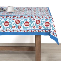 Couleur Nature Place Settings & Linens|French Tablecloth Grenadine Red & Blue