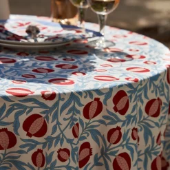 Couleur Nature Place Settings & Linens|French Tablecloth Grenadine Red & Blue