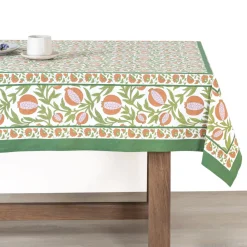Couleur Nature Place Settings & Linens|French Tablecloth Grenadine Orange & Green