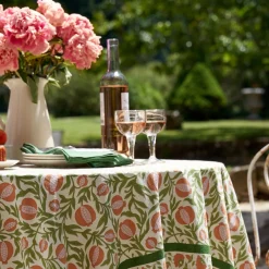 Couleur Nature Place Settings & Linens|French Tablecloth Grenadine Orange & Green