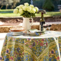 Couleur Nature Place Settings & Linens|French Tablecloth Jardin Blue & Vert