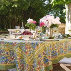Couleur Nature Place Settings & Linens|French Tablecloth Jardin Blue & Vert
