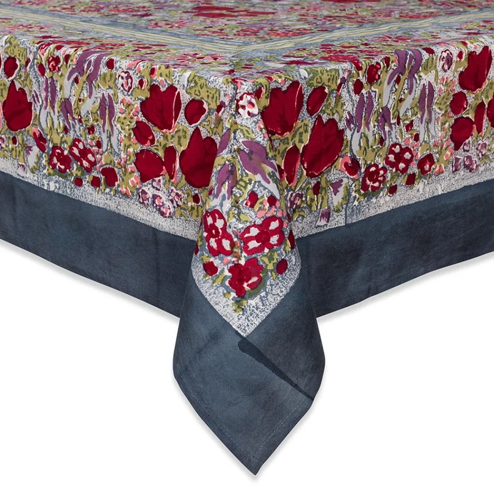 Couleur Nature Place Settings & Linens|French Tablecloth Jardin Red & Grey