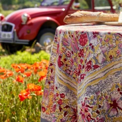 Couleur Nature Place Settings & Linens|French Tablecloth Jardin Red & Grey